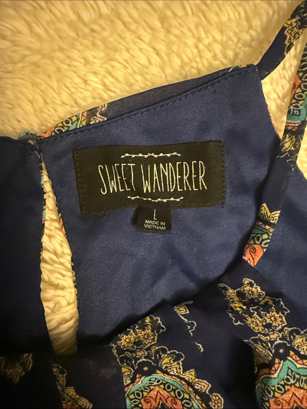 Sweet Wanderer Navy Blue Paisley Sundress - Picture 2 of 2